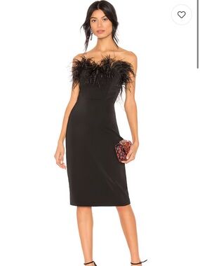 LPA Revolve Strapless Feather-Trim Little Black Dress medium